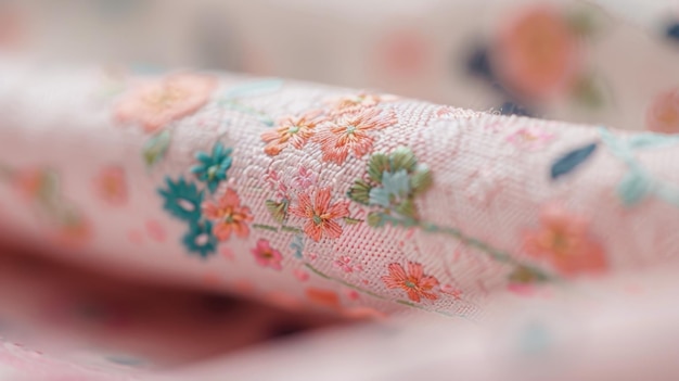 ręcznie haftowana tkanina w pastelowych kolorach